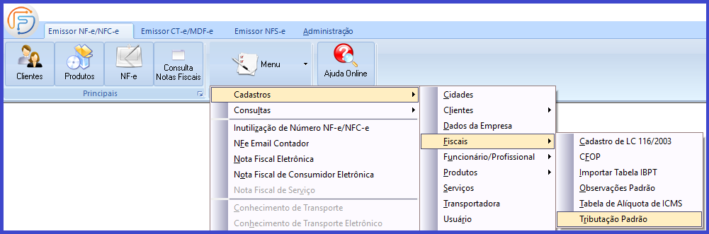 Como emitir a Nota Fiscal Eletrônica - NFe? tributação padrão