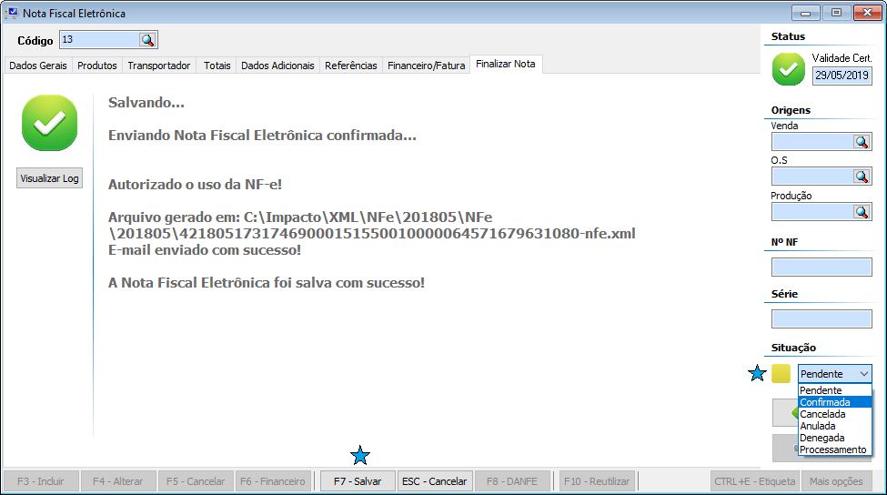 Como emitir a Nota Fiscal Eletrônica - NFe? guia finalizar nota
